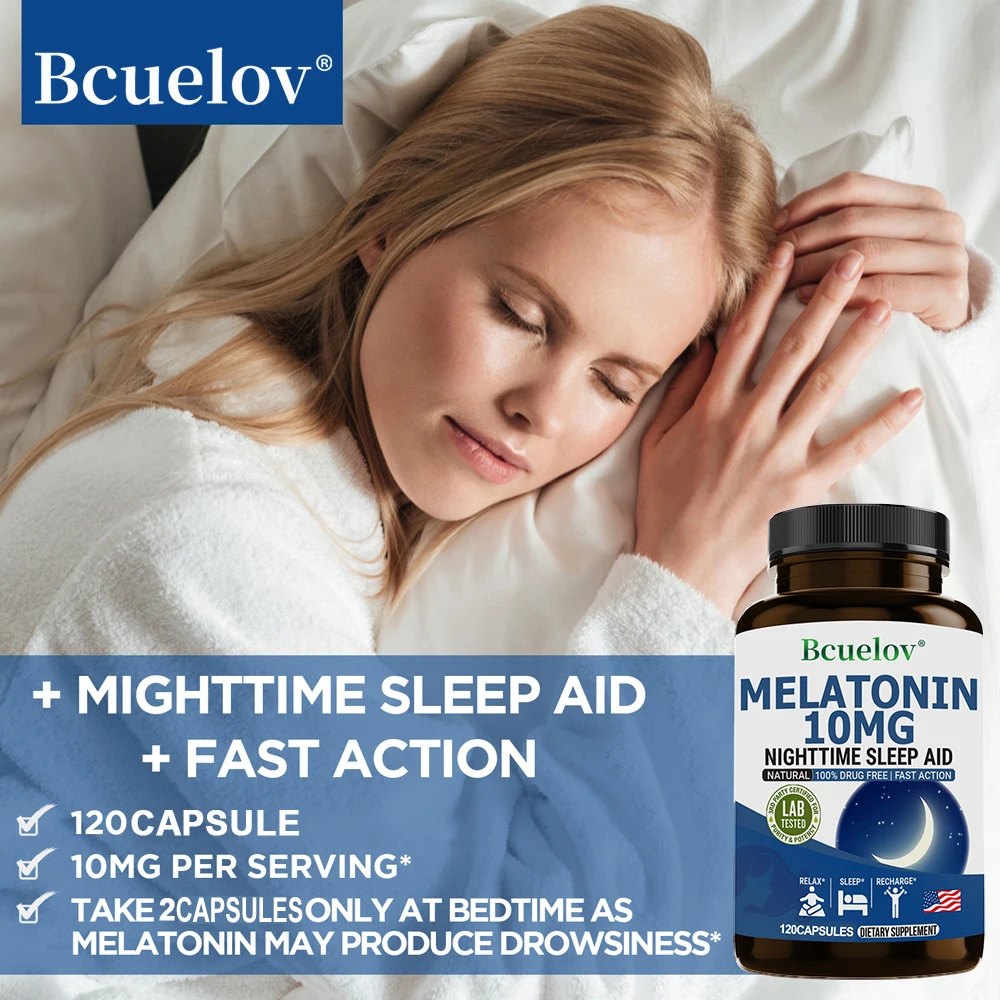 Bcuelov Melatonin 10 Mg Supplement Fast Natural Extended Rest Sleep Aid Insomnia Vitamins