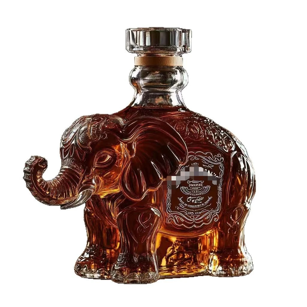 Creative new product deer - shaped glass bulb wine bottle, high - borosilicate glass bottle, animal - shaped wine bottle