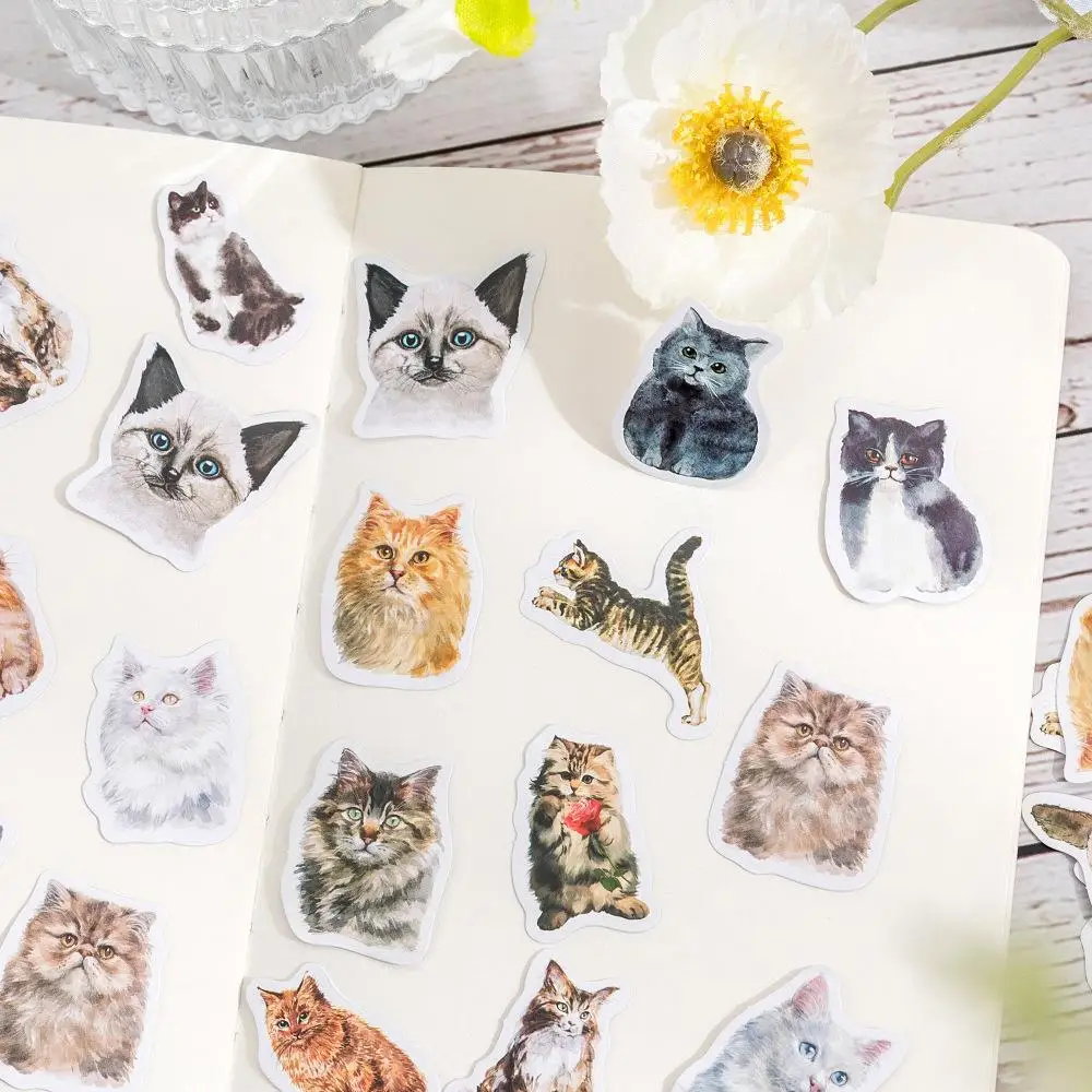 45pcs Cute Cat Selfie Decorative Box Stickers Scrapbooking Material Label Diary Stationery Album Phone Journal Planner