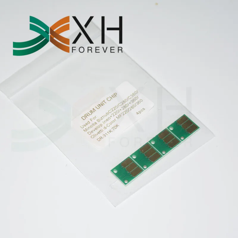 

4шт. Барабанный чип DR-311 C220 для Konica Minolta Bizhub C360 C280 C220 C 220 280 360 DR311, сброс картриджа с блоком изображения