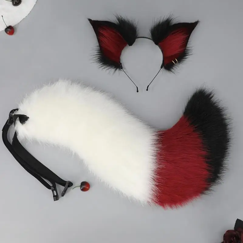 

L5YC Fox-Anime Tail Plush-Fox Ear Headband Halloween Costume Cosplay Accessories Lovely-Fox Tail Decorations