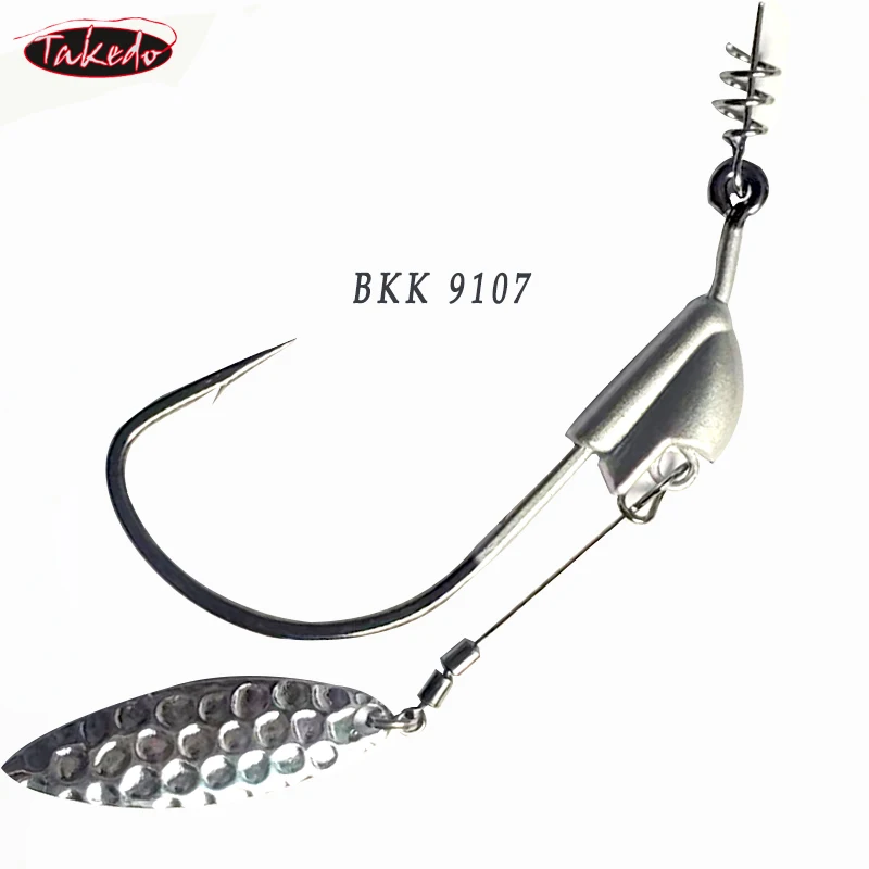 BKK 2PCS 9107 Jig Head Crank Hook Lead Head Hooks 1/0 3/0 5/0 Fishhook For Saltwater Freshwater Fishing