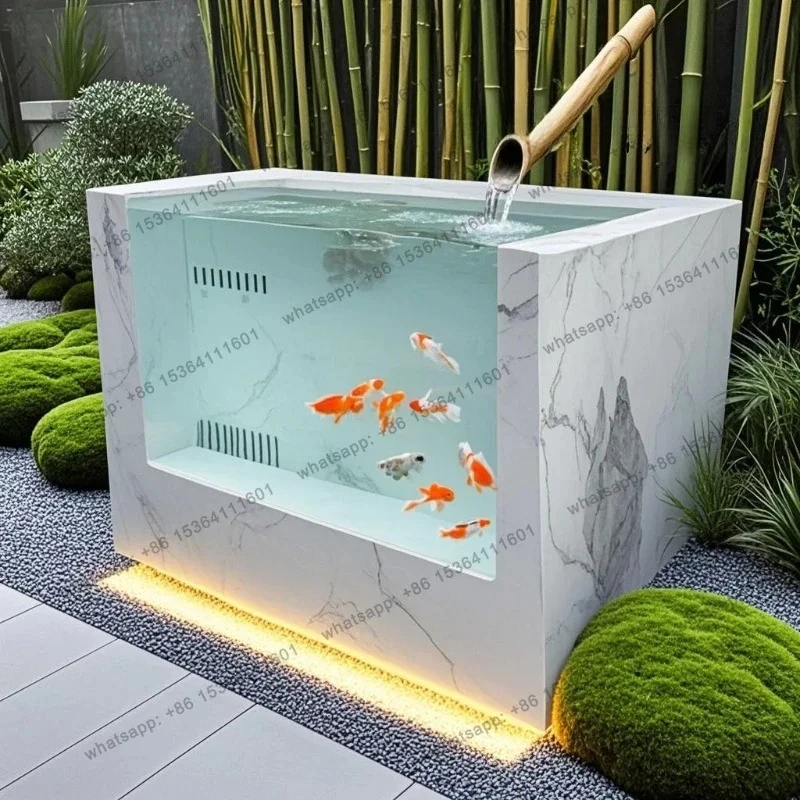 yj9 Balcony rock slab fish pond back filter stone fish tank landscape custom water table ornament outdoor home