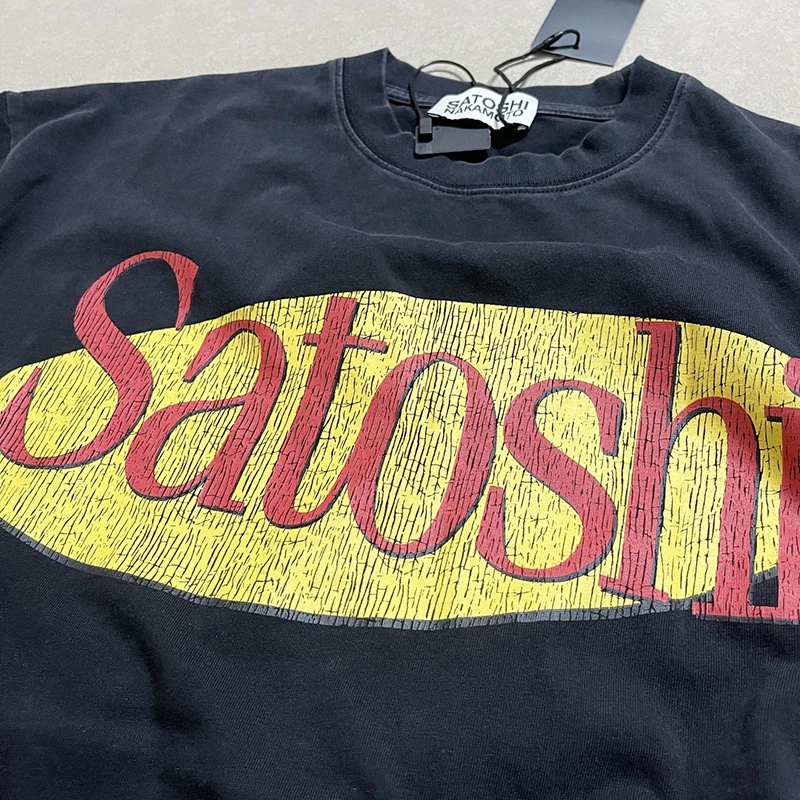 Satoshi Nakamoto T-Shirt Vintage Distressed Cotton Round Neck Short Sleeve Men Women Letter Print Loose Fit Top