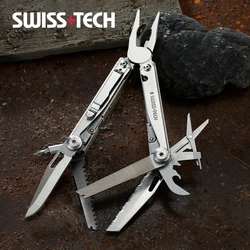 SWISS TECH 18 in 1 Portable Folding Pliers Multifunctional Hand Tools with Knives EDC Multitool Outdoor Fishing Camping Supplies