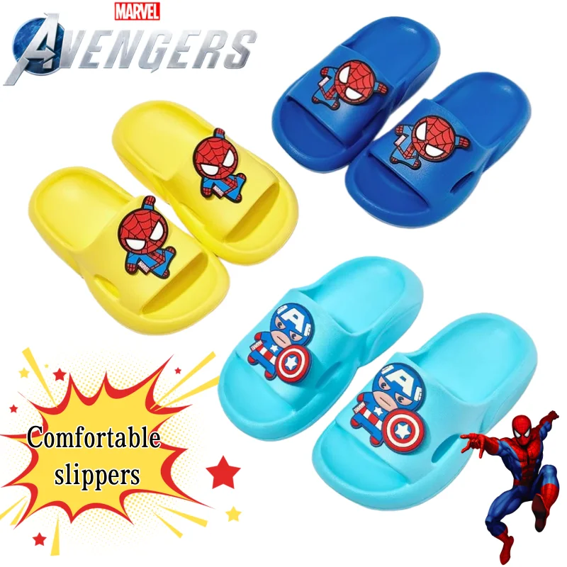 

Мягкие и удобные летние повседневные тапочки с изображением Человека-паука «Мстители» Marvel, креативные и забавные детские тапочки с героями мультфильмов