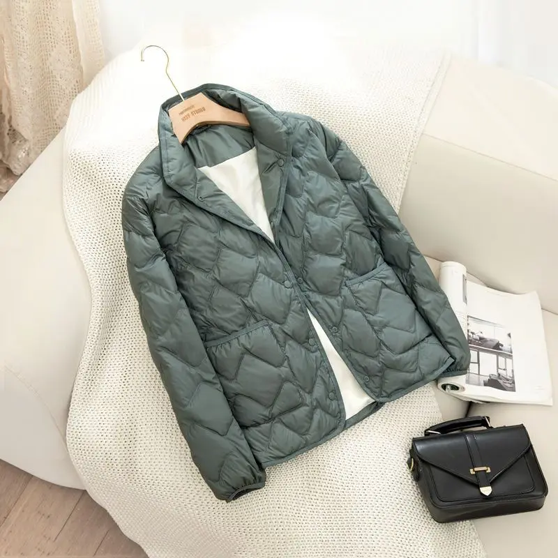 Damen Daunen jacke Herbst und Winter leichte weiße Ente Daunen Einreiher Stehkragen warme und passende kurze Jacke