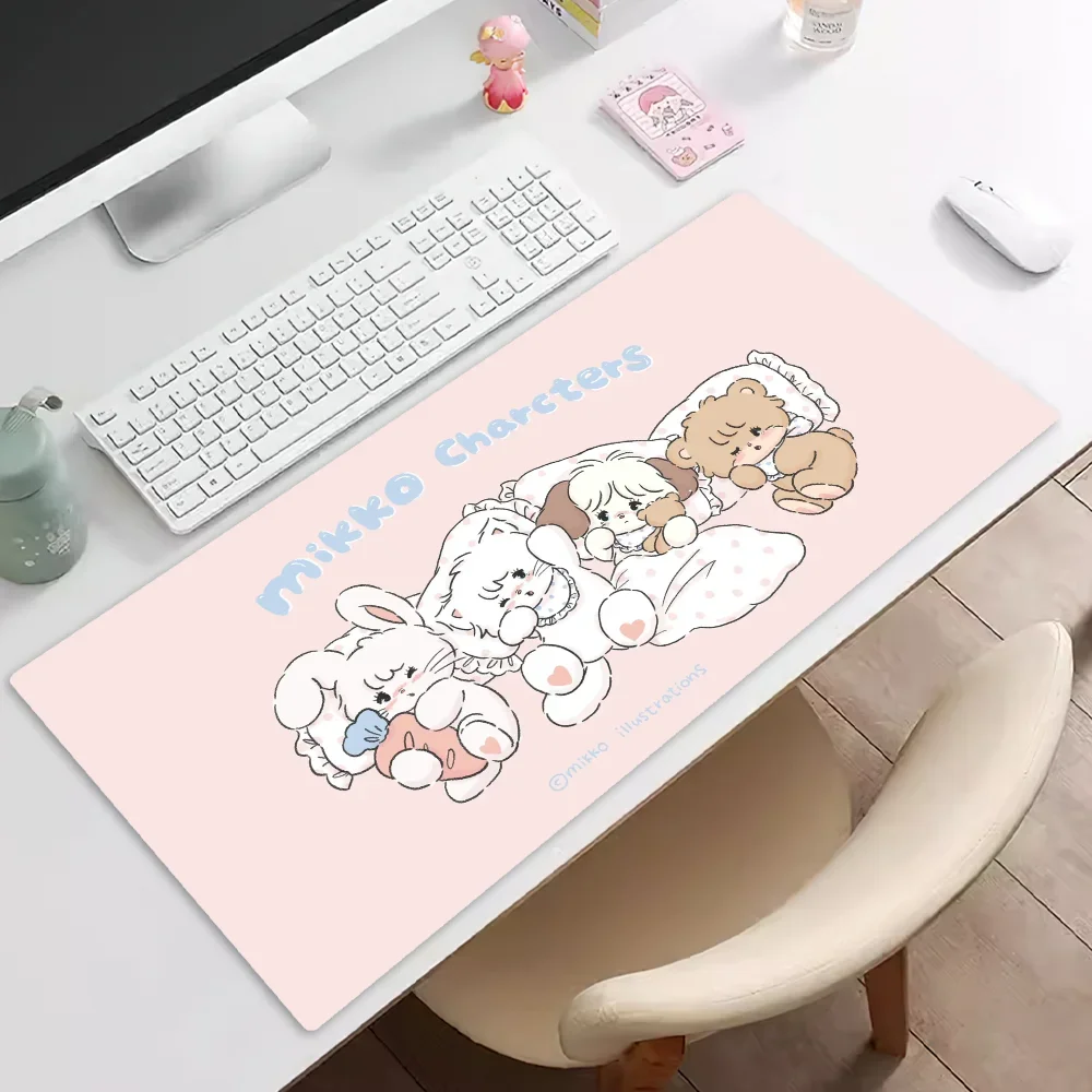 Mikko Illustrations Cute Mousepad Pad Rubber Table Mat Extended Gaming Lock Edge Keyboard Mat