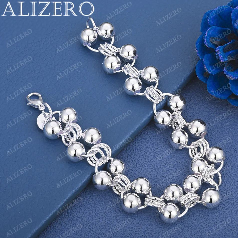 

ALIZERO 925 Sterling Silver Round Bead Circle Chain Bracelet For Women and Men Fashion Jewelry Classic Grace Party Accessories