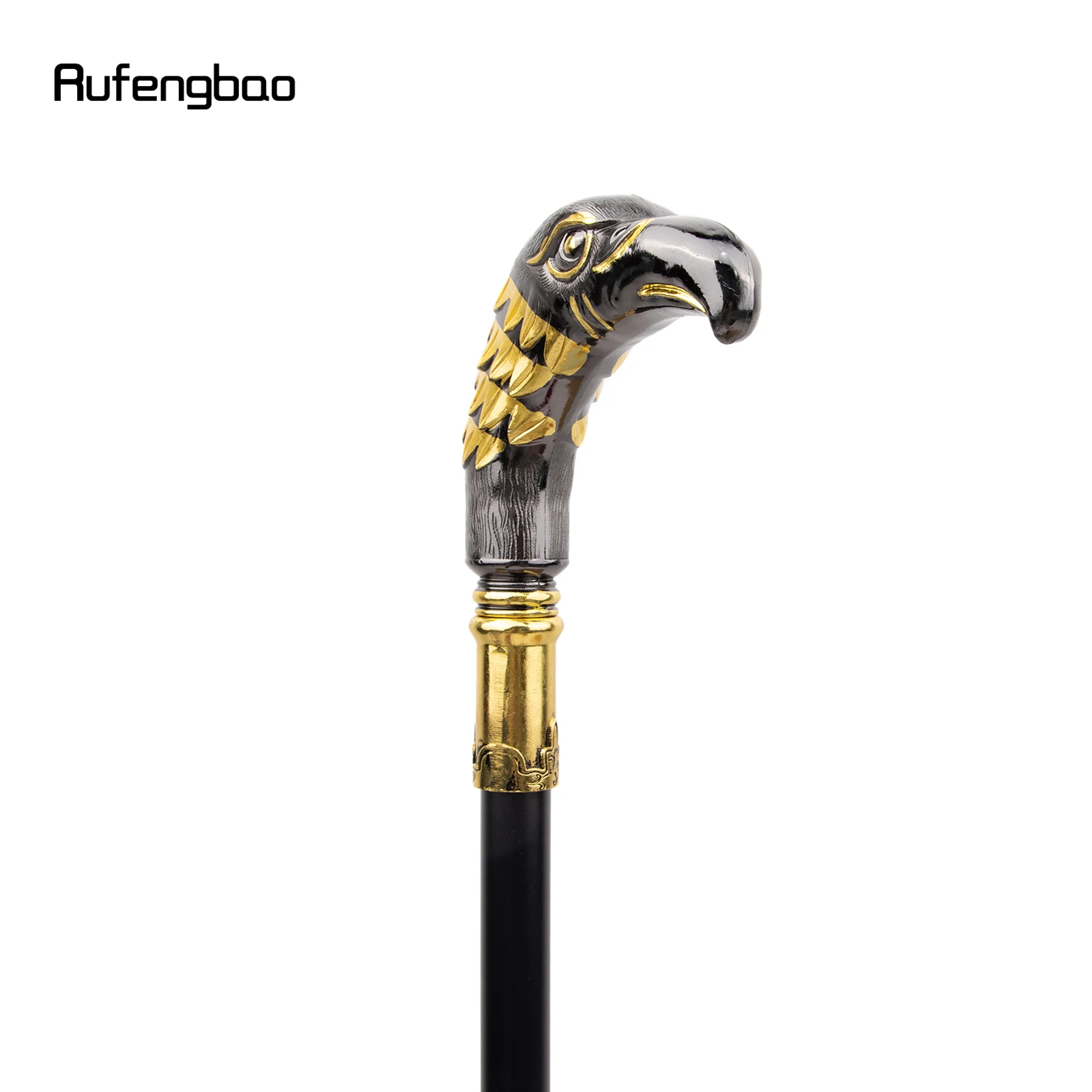 Golden Black Long Head Eagle Single Joint Walking Stick with Hidden Plate Cane  Decorative Cospaly Party Halloween Crosier 93cm