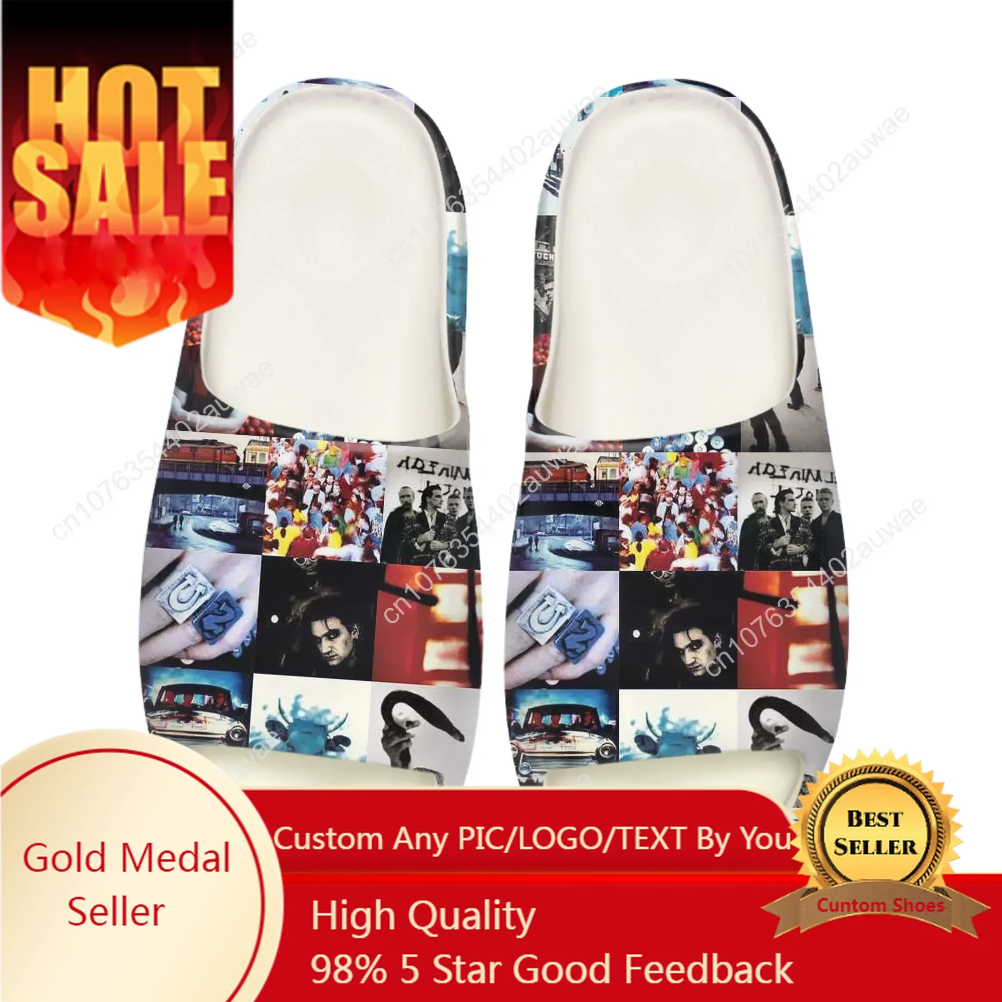 

U2 Soft Sole Sllipers Mens Womens Teenager Home Sandals Rock Band Music Fans Step on Customize Bathroom Beach Slides shoes