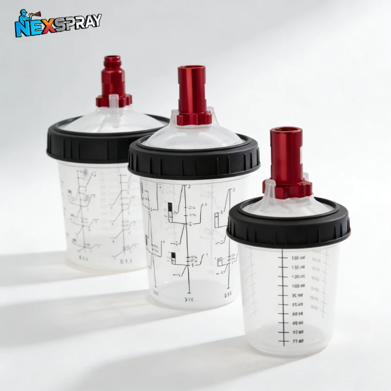 For Spray Gun Disposable Measuring Cup Outlet Red Spray Gun Connector PPS Adapter Spray Gun Cup Adapter 16X1.5 14X1