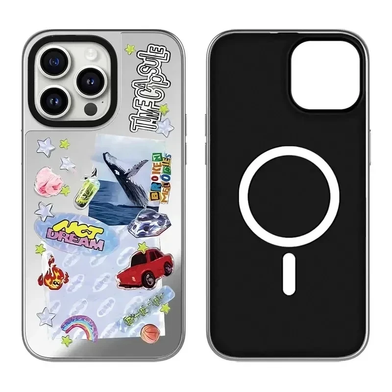 

Dream Graffiti Letter iPhone 11 12 13 14 15 Pro Max Mirror Surface MagSafe Case Cover Shell