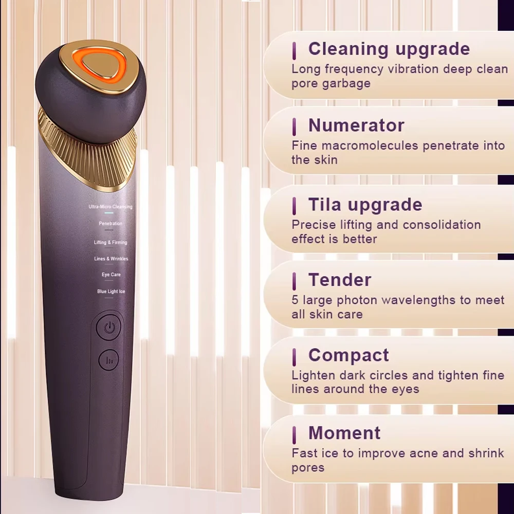 Microcurrent Face Lifting นวดประคบร้อนเย็น Deep Cleansing Facial Skin Care อุปกรณ์ความงาม EMS Facial Massager Eye Care