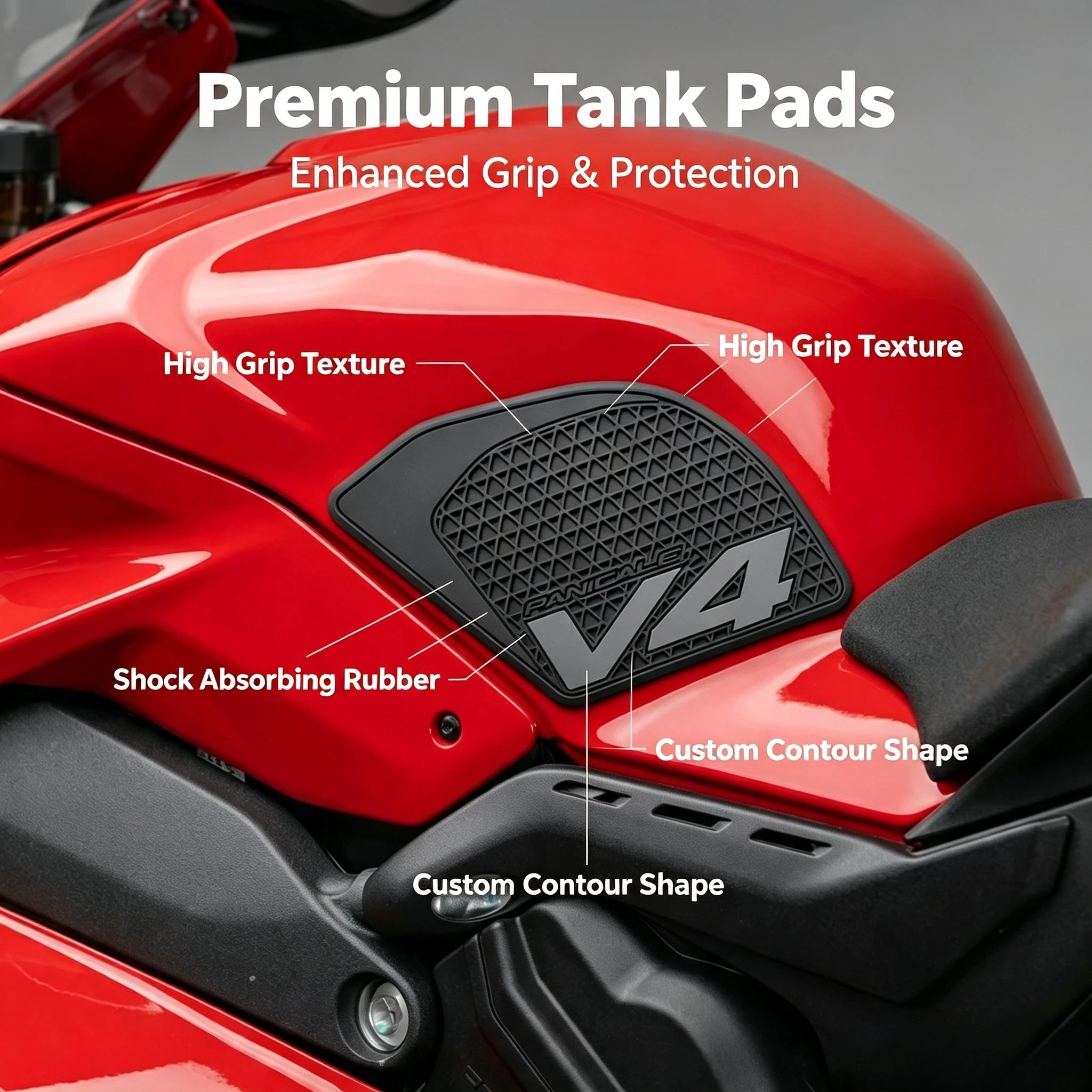 Motorcycle Non-slip Grips Side Tank Pad for DUCATI Panigale V4 2023-2024 Side box padding
