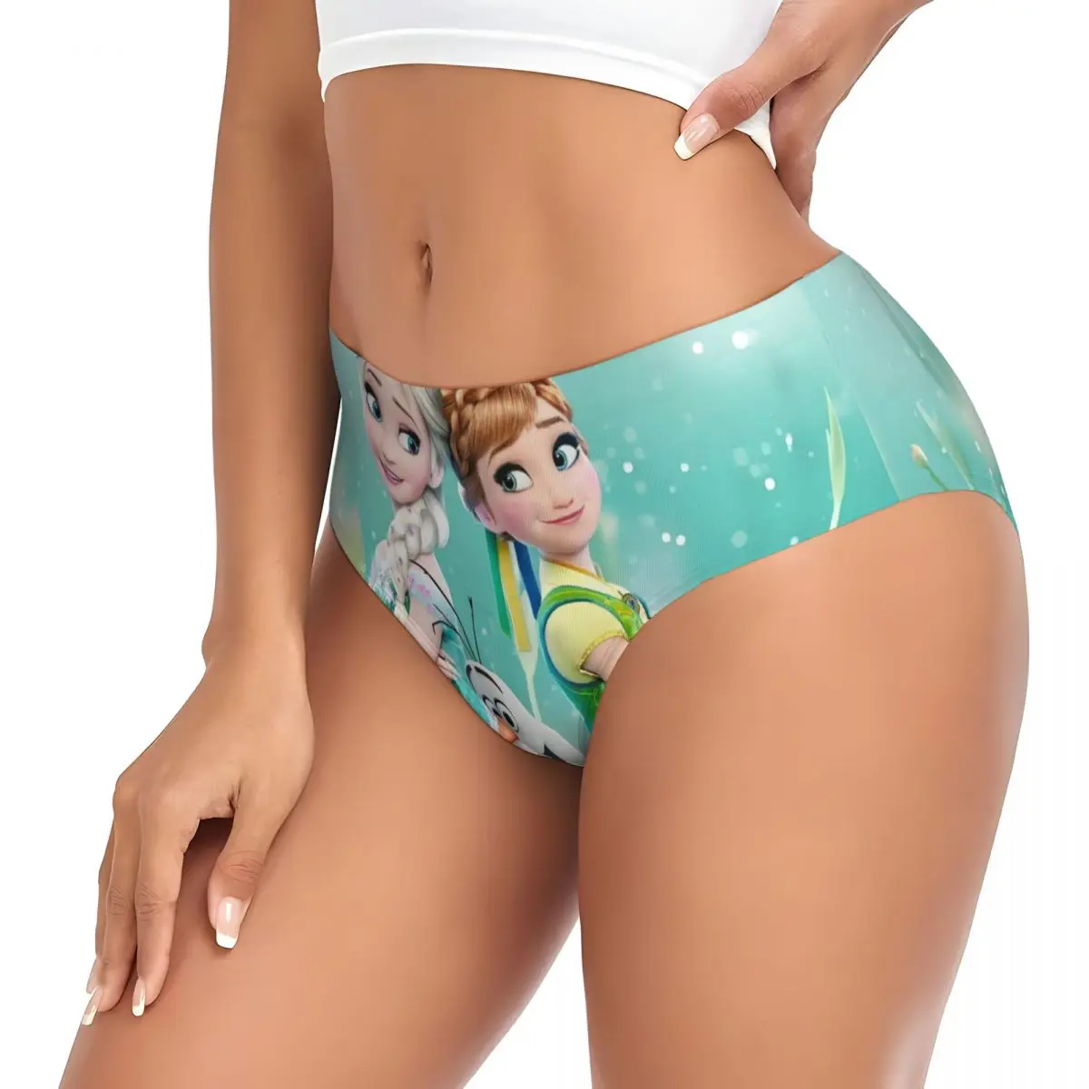 Personalizado cartoond anime congelado breve calcinha feminina estiramento princesa bonito elsa roupa interior