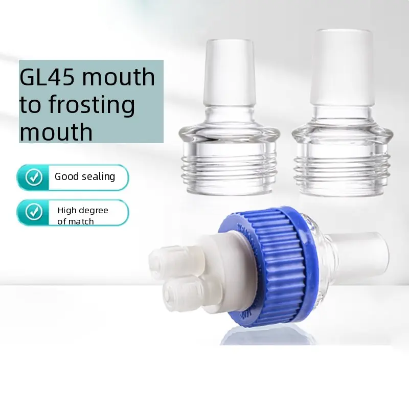 

1PCS Glass screw GL45 with ground stopper can be transferred to high borosilicate glass standard ground flask with GL45 cap