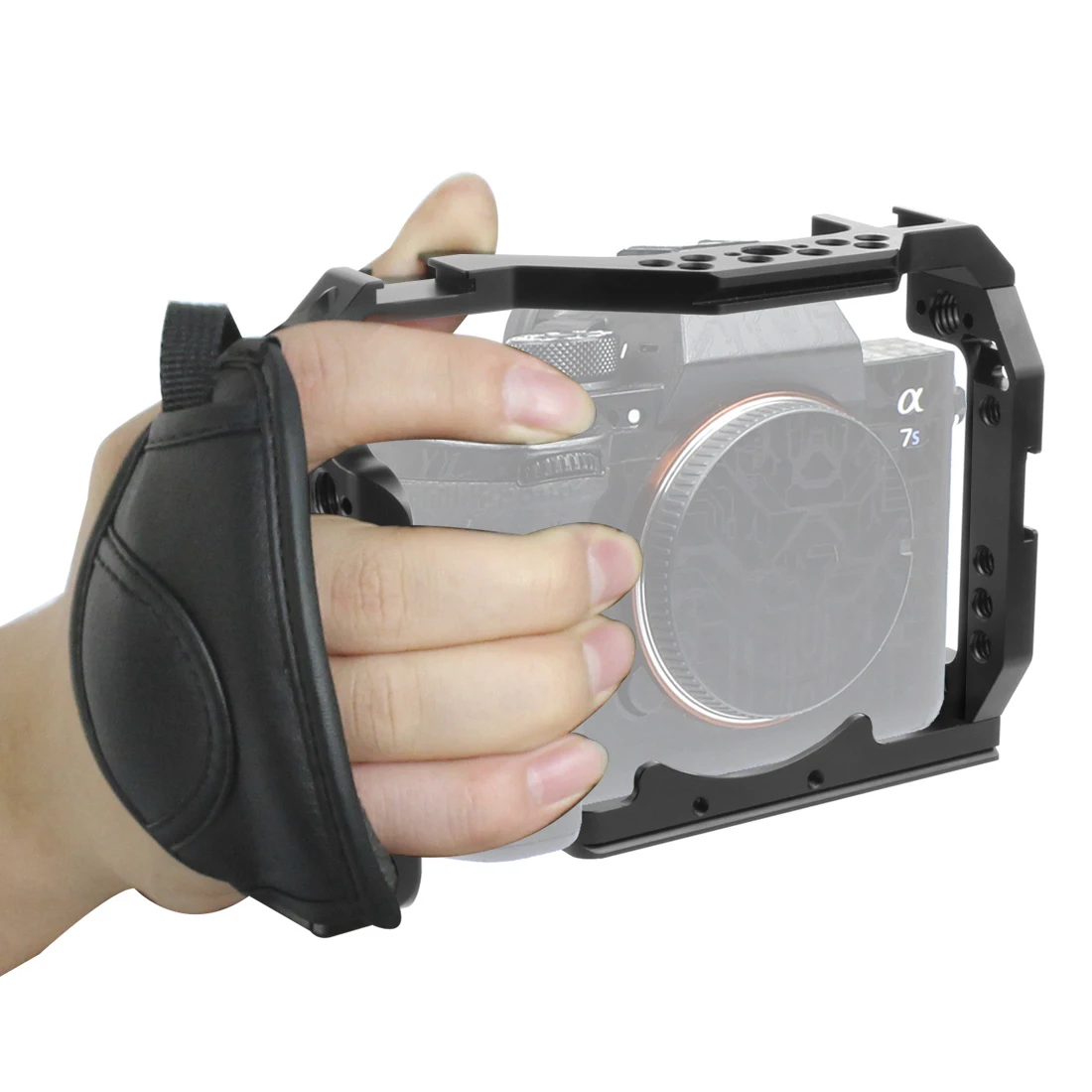 A7M4 A7R4 Kamera Vollkäfig Rig Griff Griff Arca-stil Kalten Schuh Halterung ARRI Ortung für Sony Alpha 7S III IV A7M3 A73 A7R3 A7S3 – Detail 30