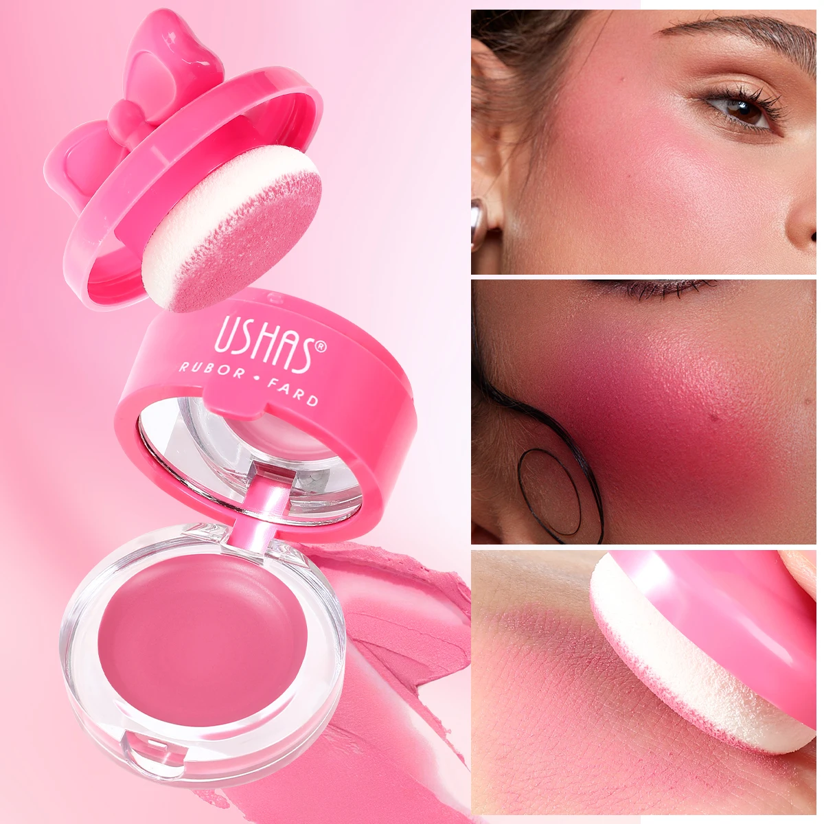 Bow Tie Powder Blusher, A Necessary For Sweet Makeup, Blooms Youthful Vitality, Light Color, Lasting Makeup Effect, Adds Beaty