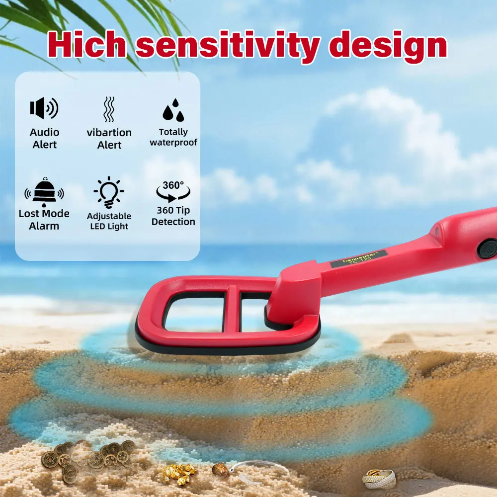 TC-120 Hand Held Metal Finder Metal Detector Pulse Pinpointer Induction Diving Treasure Waterproof Metal Detector