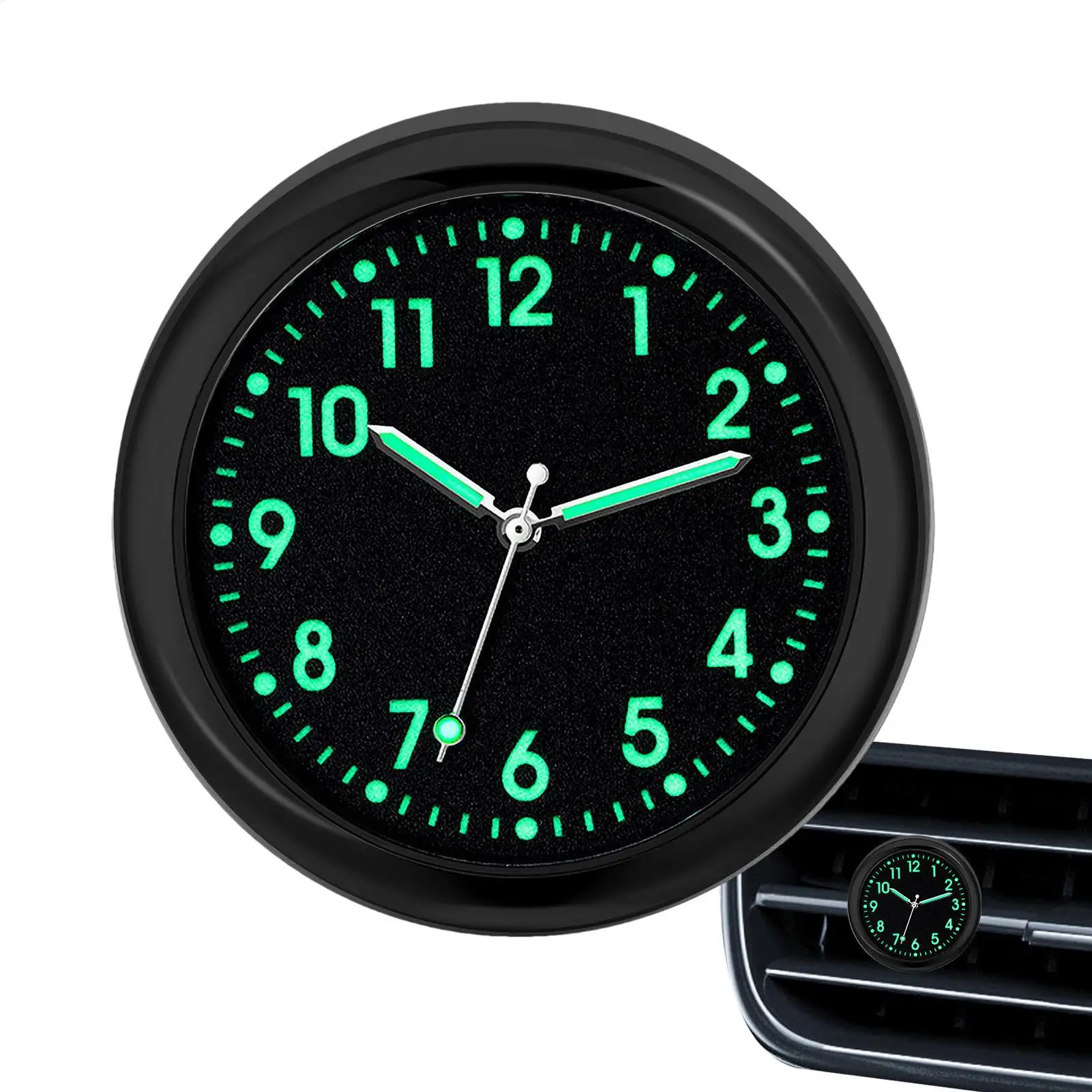 1pc Glow Decorative Clock Car Clock Mini Quartz Analog Car Dashboard Time Stick-On Clock Watch for Car Decoration