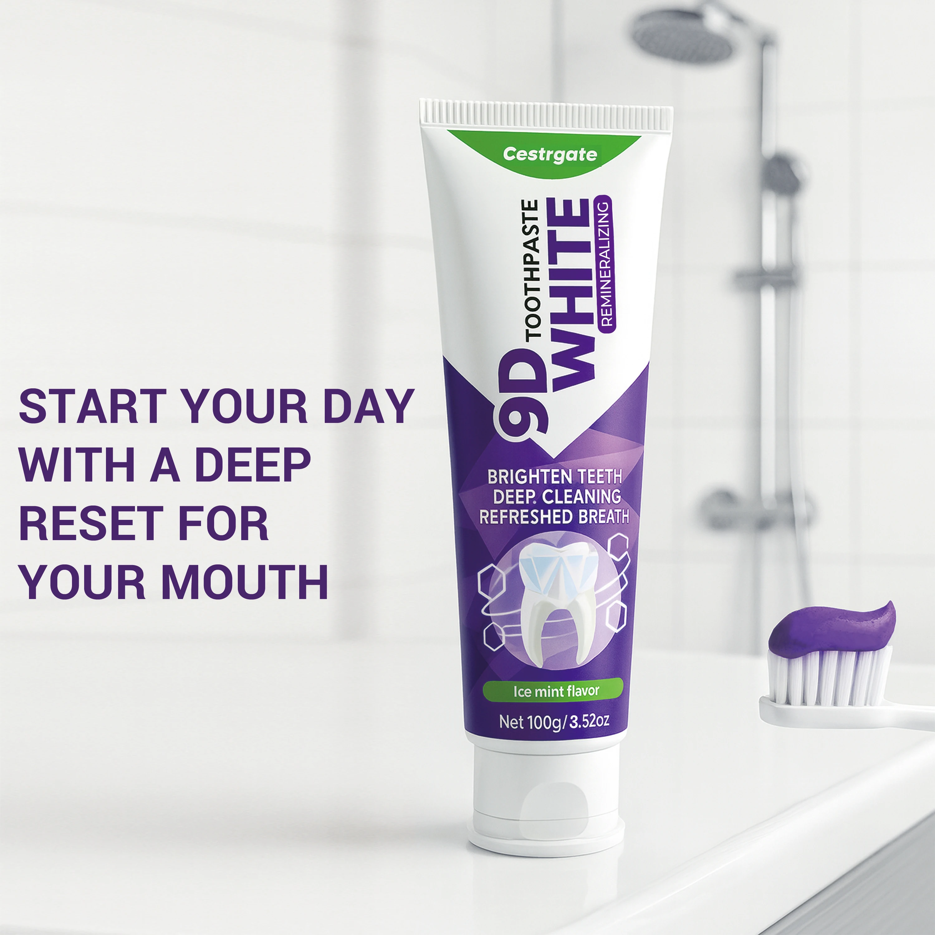 معجون أسنان هيدروكسياباتيت 9D أبيض 10% - جل أسنان احترافي مع تركيبة تذكير بنسبة 10% - رغوة التنظيف العميق، ريم البقع