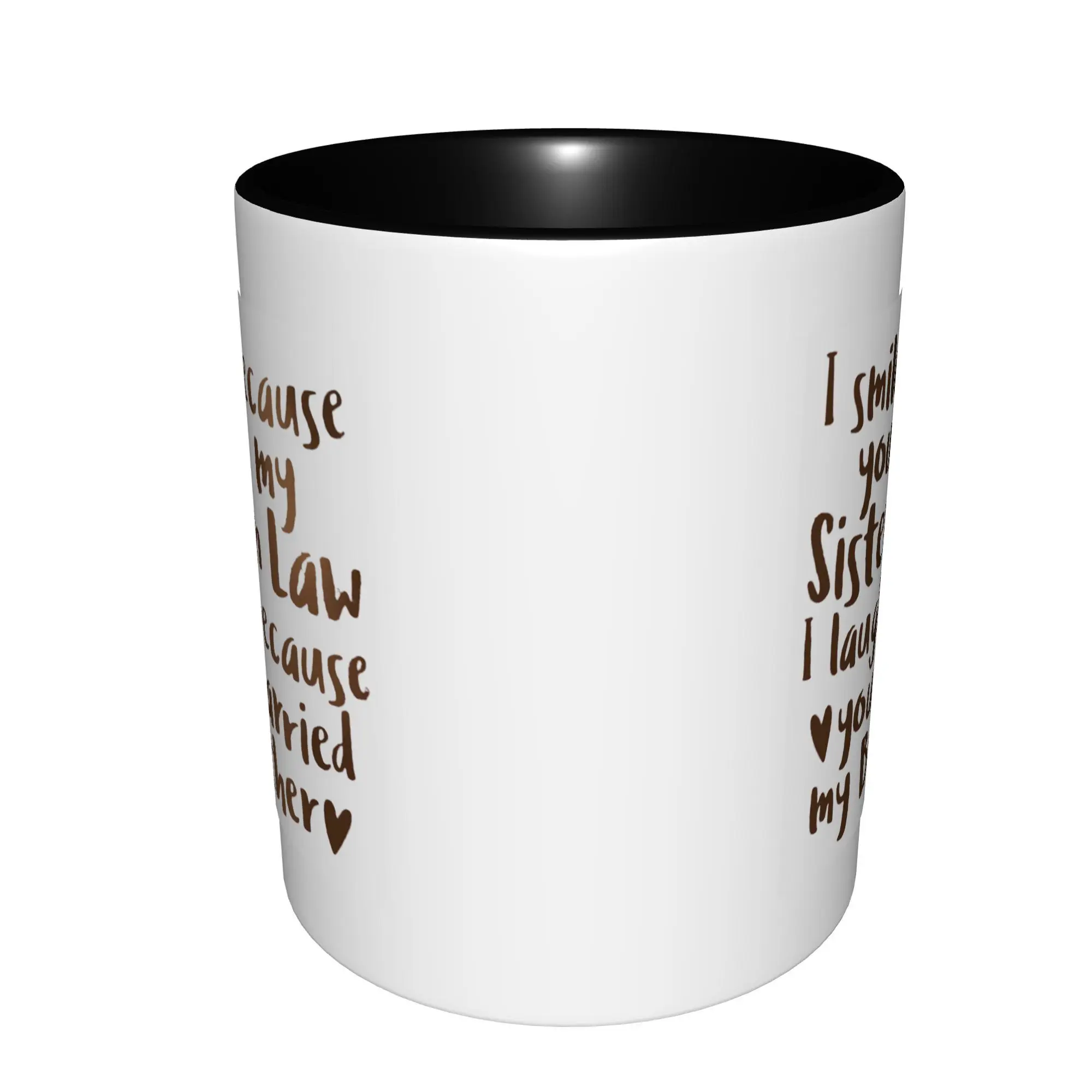 شقيقة في القانون هدايا شقيقة جديدة الأخت في القانون أكواب الزفاف الخطوبة مع مقبض أسود أكواب قهوة عيد ميلاد أكواب شاي سيراميك 11 أوقية