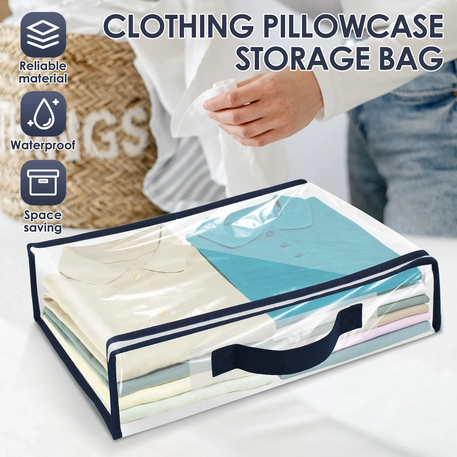 6 Packs Bed Sheet Storage Bags Quilt Clothes Blankets Packing Box Waterproof Dustproof Clear Zippered Pillow Bedding