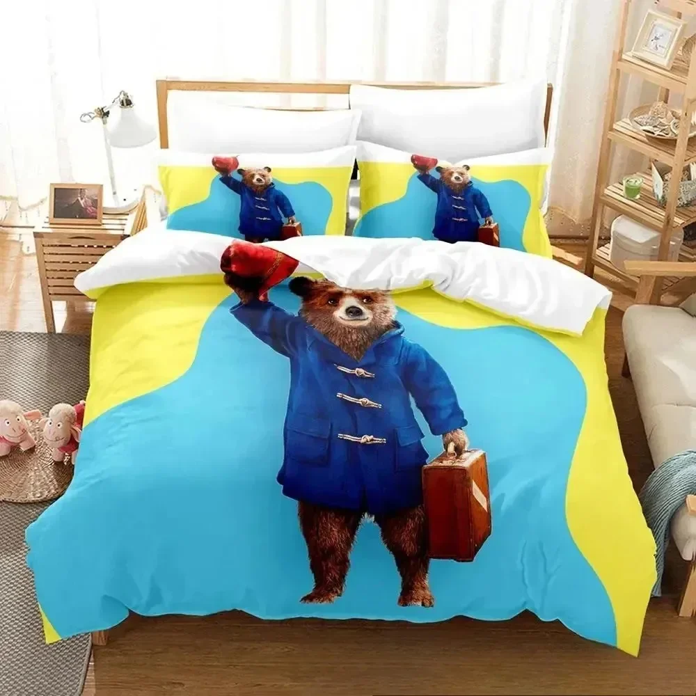 

3D Print Cartoon Paddington Bear Bedding Set Boys Girls Twin Queen King Size Duvet Cover Pillowcase Bed boys Adult