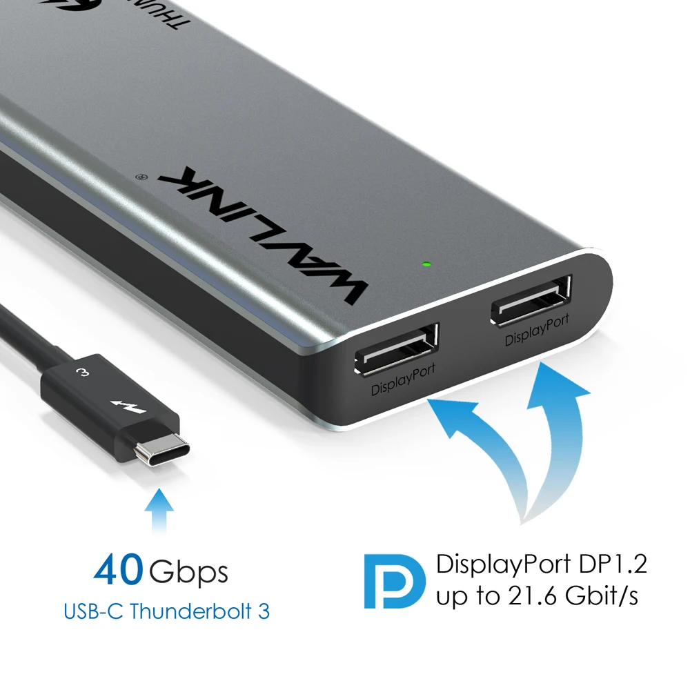 Wavlink Thunderbolt 3 Dual 4K@60Hz DisplayPort Single 5K Mini Docking Station DP to HDMI-Adapter 40Gbps USB 3.0 For Mac&Windows