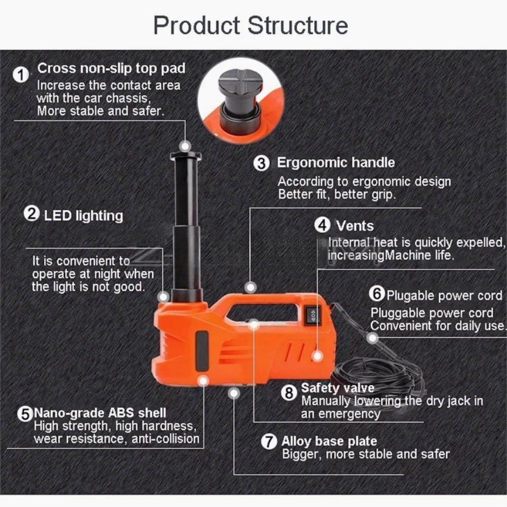 

AQ-12V 3Ton 5Ton 150W Rated Power 13A Max.Current Car Electric Tire Lifting Car Jacks Hydraulic Air Infatable Car Floor Jack