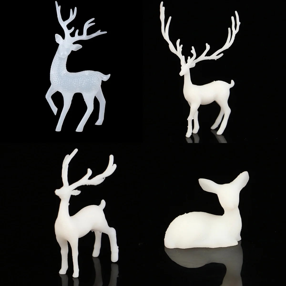 1 unidad de ciervo de cristal de plástico, bosque de Navidad, alce, decoración de mesa de postre blanca, decoración navideña para el hogar, regalo de Navidad para niños DIY