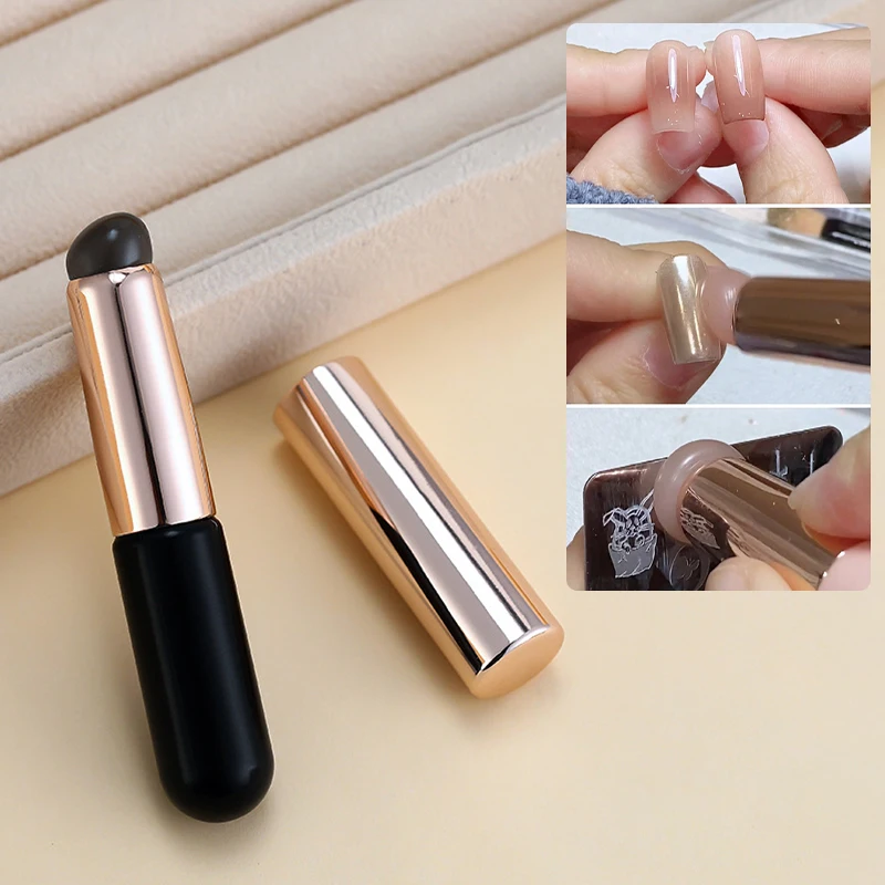 Nail Art Pigment Silicone Applicator Stick Reusable Chrome Glitter Applying Manicure Tool New Easy Daub Pigment Nail Brush