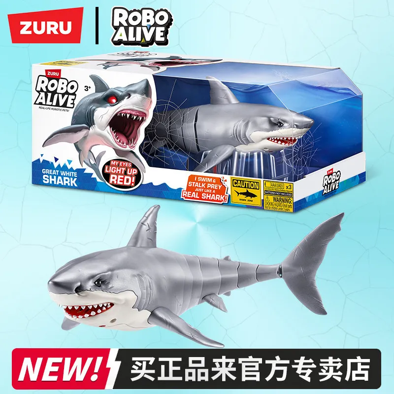 Requin Mégalodon Zuru, jouet réaliste à commande électrique, modèle d'animal marin pour jeux aquatiques, pour les amateurs et les collectionneurs.