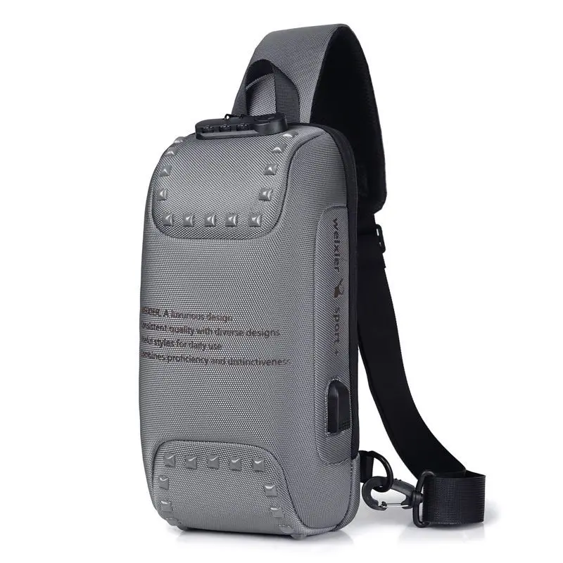 حقيبة ظهر للرجال، حقيبة كروس بكتف واحد، حقيبة صدر ذات سعة كبيرة، قفل بكلمة مرور مضاد للسرقة، حقيبة معلقة مائلة على الصدر #3