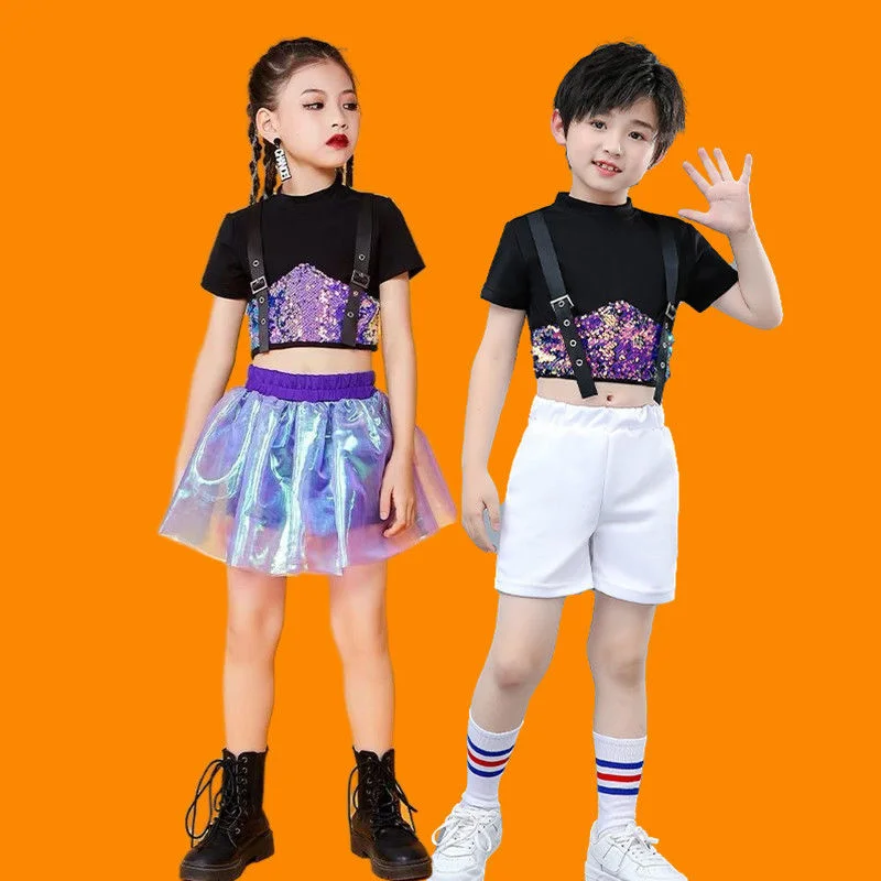 

Net red jazz dance clothes children's Cheerleading Dance Skirt Set Girls' walk show tide table performance clothes hip hop