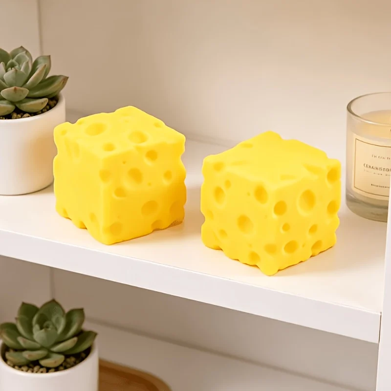 New square cheese toys, novelty extrusion toys, hand sensory toys, soft and fast rebound without deformation, suitable for Christmas holiday gifts, random colors and styles