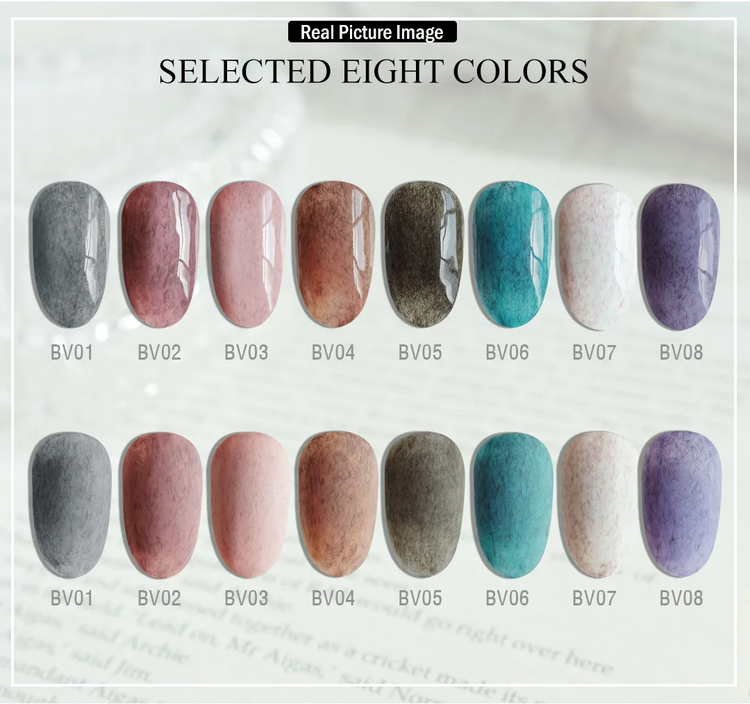 Nail Gel Polish Velvet Eight Color Series Faux Fur Soak Off Uv/Led 9ml Professional Salon Nail Paint Semi Permanent Manicure