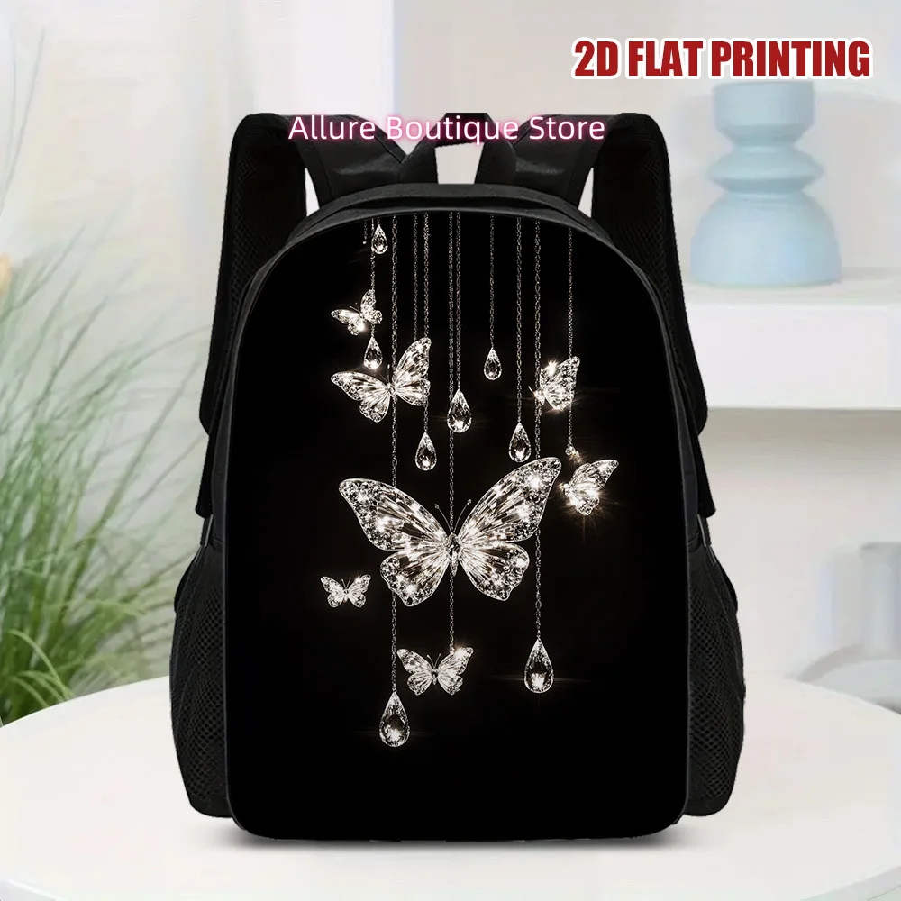 1pc Butterfly Crystal Decoration Backpack, Stylish And Practical, Perfect for Students, Professionals, And Travelers, for Teenag
