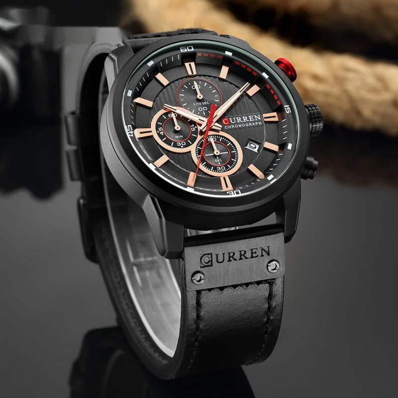 CURREN Quartz Watches For Men Luxury Fashion Chronograph Calendar Luminous Waterproof Sports Leather Men Watch 8291 Reloj hombre