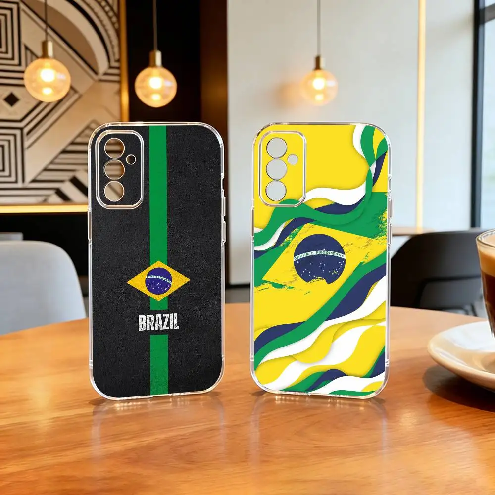

B-Brazil Brazilian Flag Phone Case Transparent Silicone Soft For SamsungA10,12,20,21S,30,31,40,50,51,52,70,71
