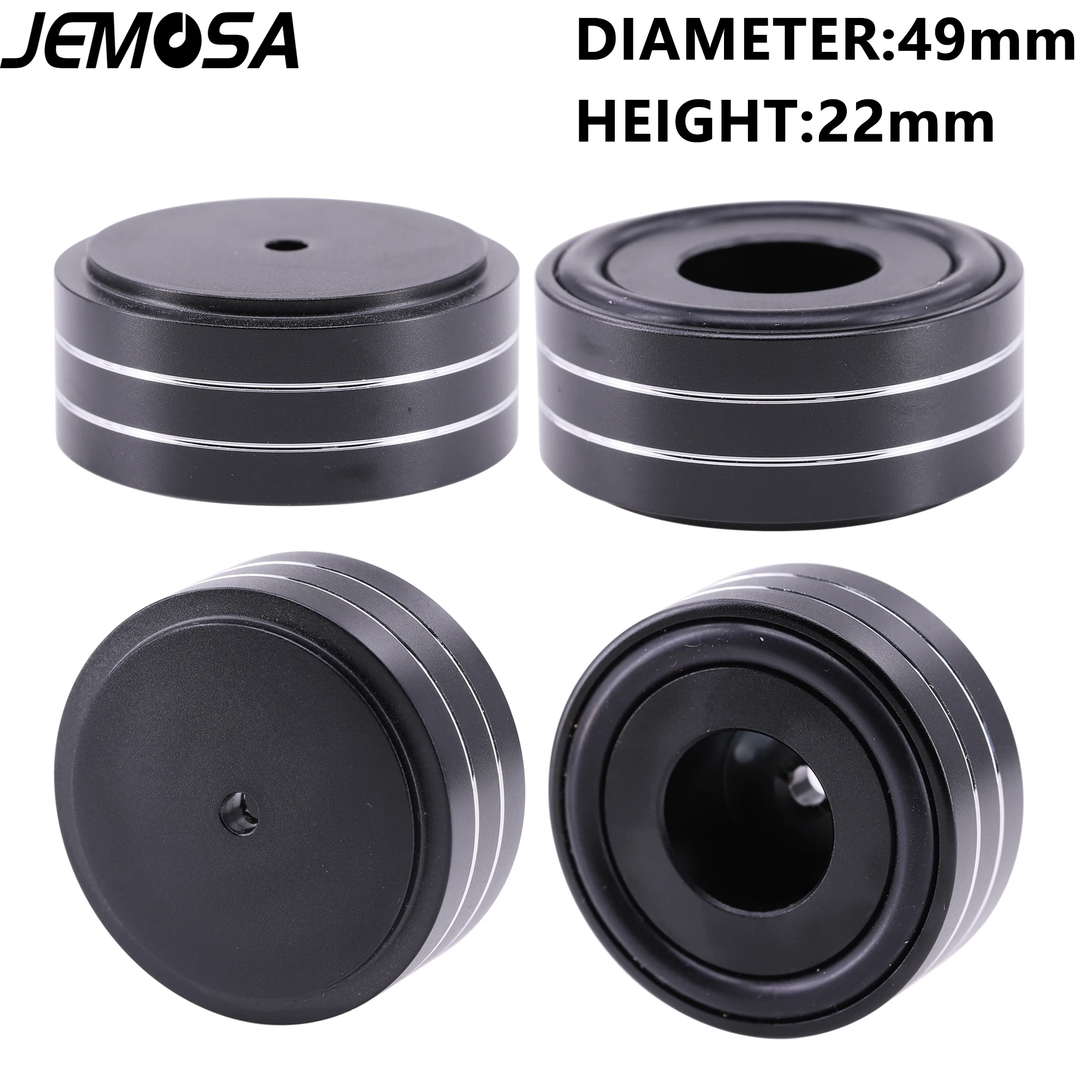 4PCS 49*22mm Aluminum Amplifier Feet Shock Absorber HIFI Amplifier Rubber Feet Turntable Feet Audio Speaker Isolation Feet Pad