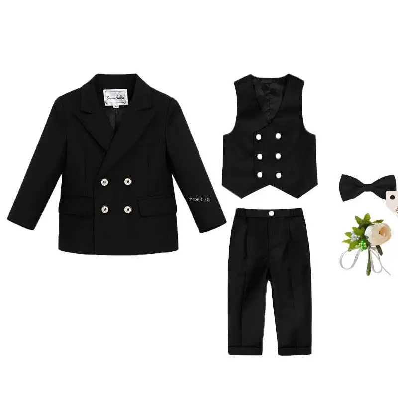 Flower Boys Wedding Suit Children Photography Dress Kids Stage Performance Formal Blazer Suit Baby Birthday Ceremony Costume