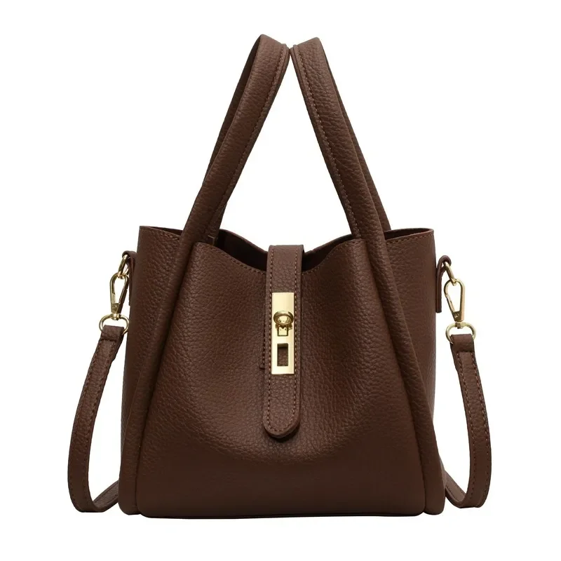 

, A Classic Fashionable Large-Capacity Handbag With Leather Shoulder Bag Texture Travel, Is Available In Black, White And Brown