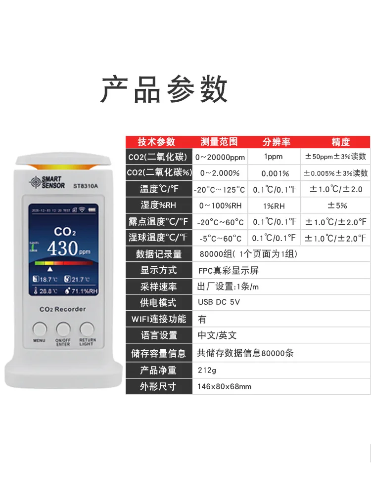 Air Quality Monitor Indoor Formaldehyde Particulate Matter PM2.5 Haze Carbon Dioxide Dust Monitor