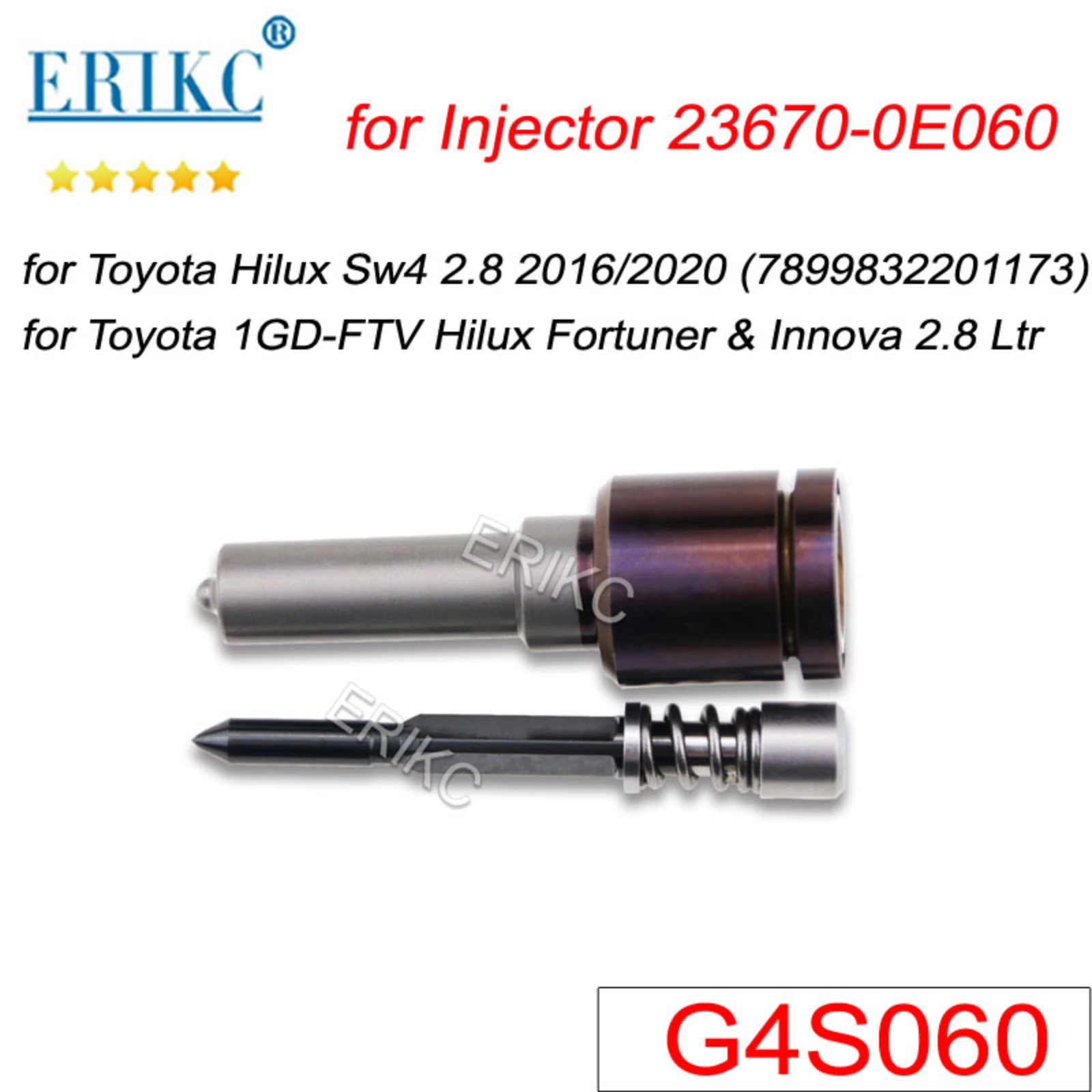 G4S060 Diesel Fuel Injector Sprayer 236700E060 Piezo Nozzle Tip For DENSO Toyota 1GD Hilux Fortuner Innova 2.8L 23670-0E060