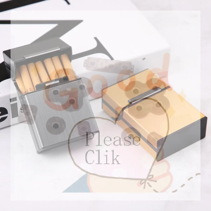 

【HG】Portable Aluminum Alloy Cigarette Case Brushed Texture 20 Cigarette Capacity Perfect For Daily Use Travel And Business Men