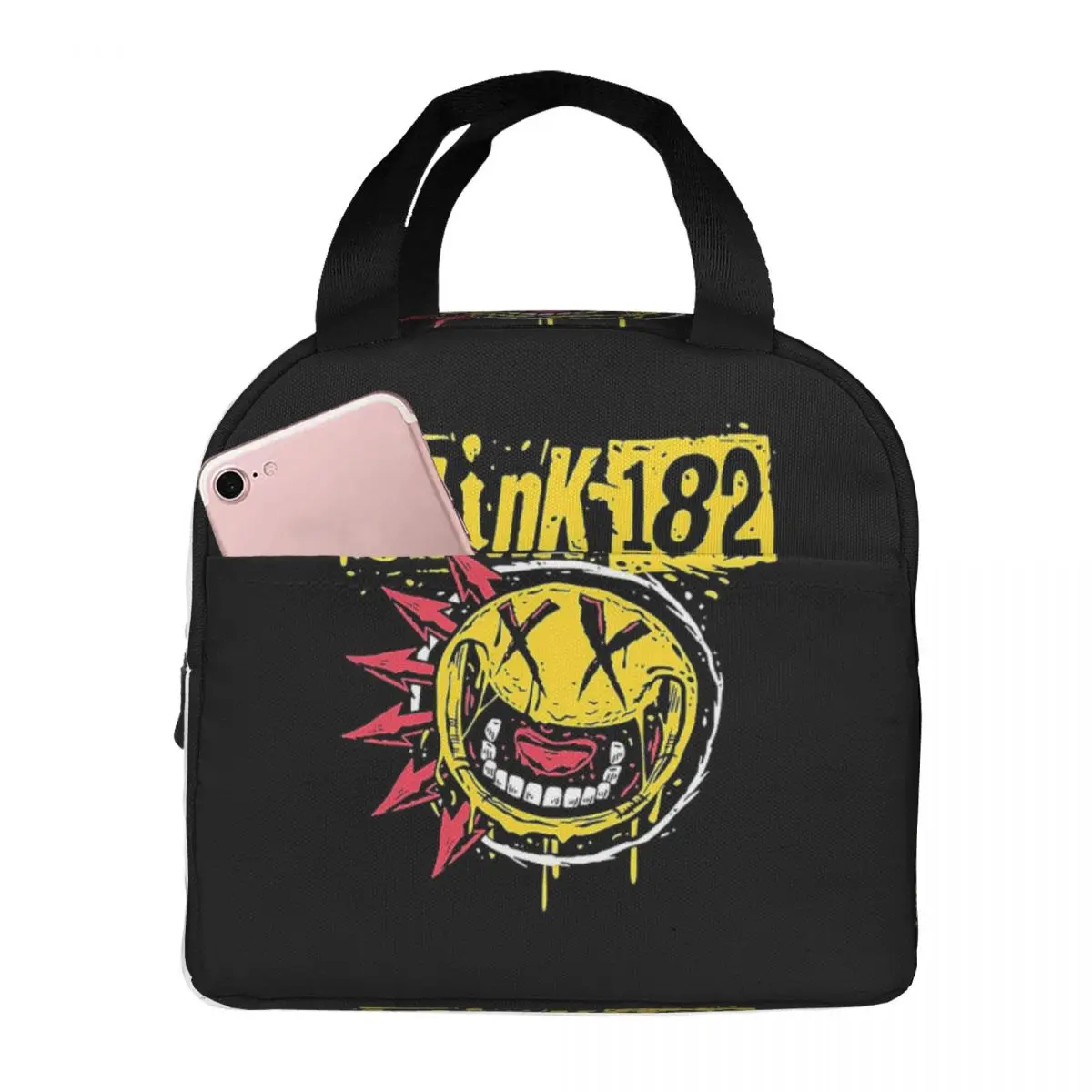 Blink 182 Punk Smile Lunch Bags Insulated Bento Box Lunch Tote Leakproof Picnic Bags Thermal Bag for Woman Girl Travel