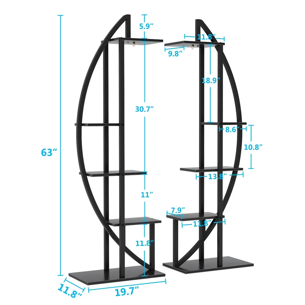 5-Tier Plant Stand Pack of 2, Multi-Purpose Curved Display Shelf Bonsai Flower Plant Stand Rack for Indoor Garden