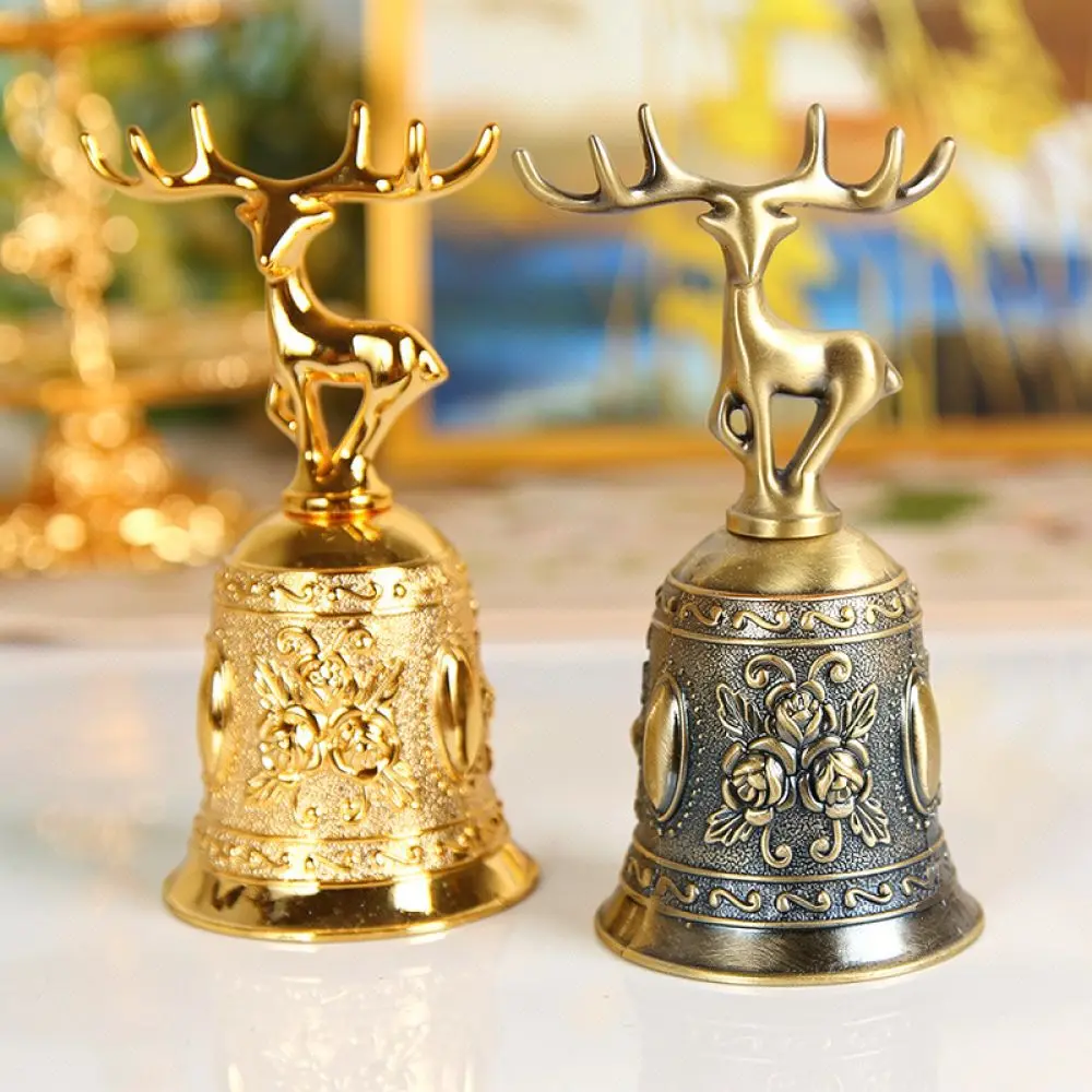 Classic Metal Hand Bell Rose Deer Theme Zinc Alloy Ornament For Restaurant Bar Counter Service Dinner Calling Bell